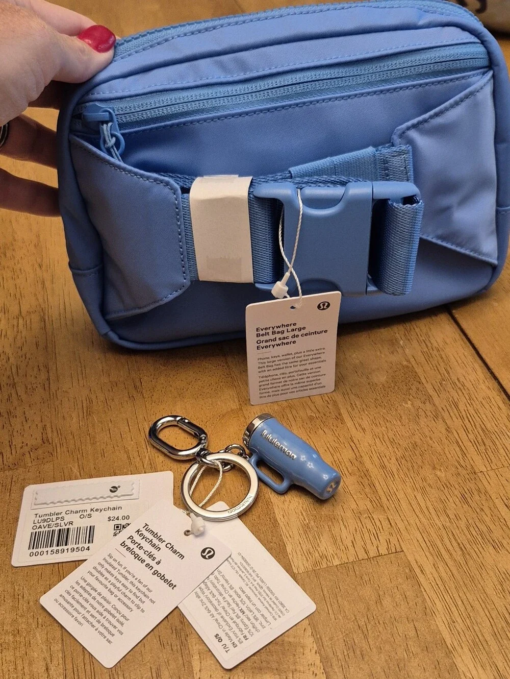 Lululemon SET Ocean Wave blue Large belt bag & matching Tumbler Charm Keychain